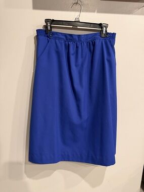 Classic Cobalt Midi Skirt with Elastic Waistband